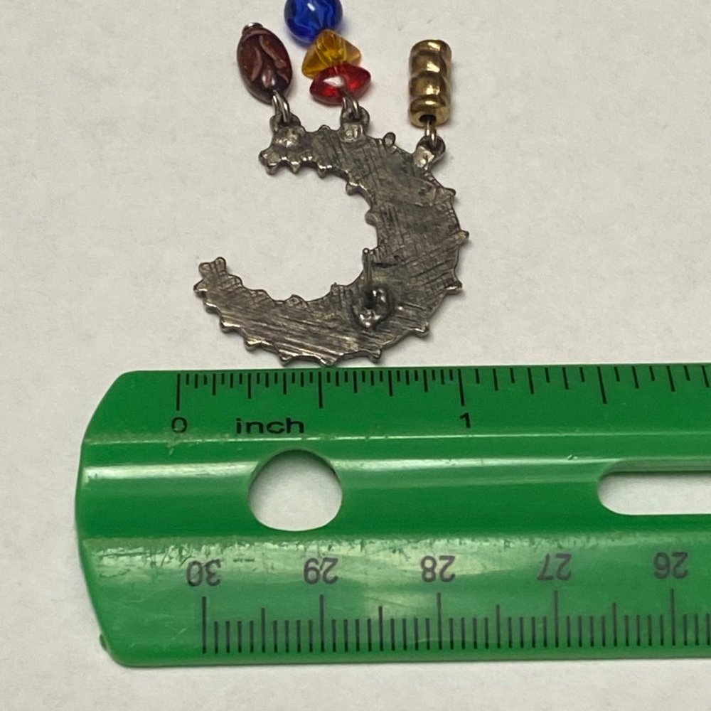 Legends Crescent Moon Shape Silver Tone Metal Pierced Post Earrings with Dangles - Picture 7 of 16
